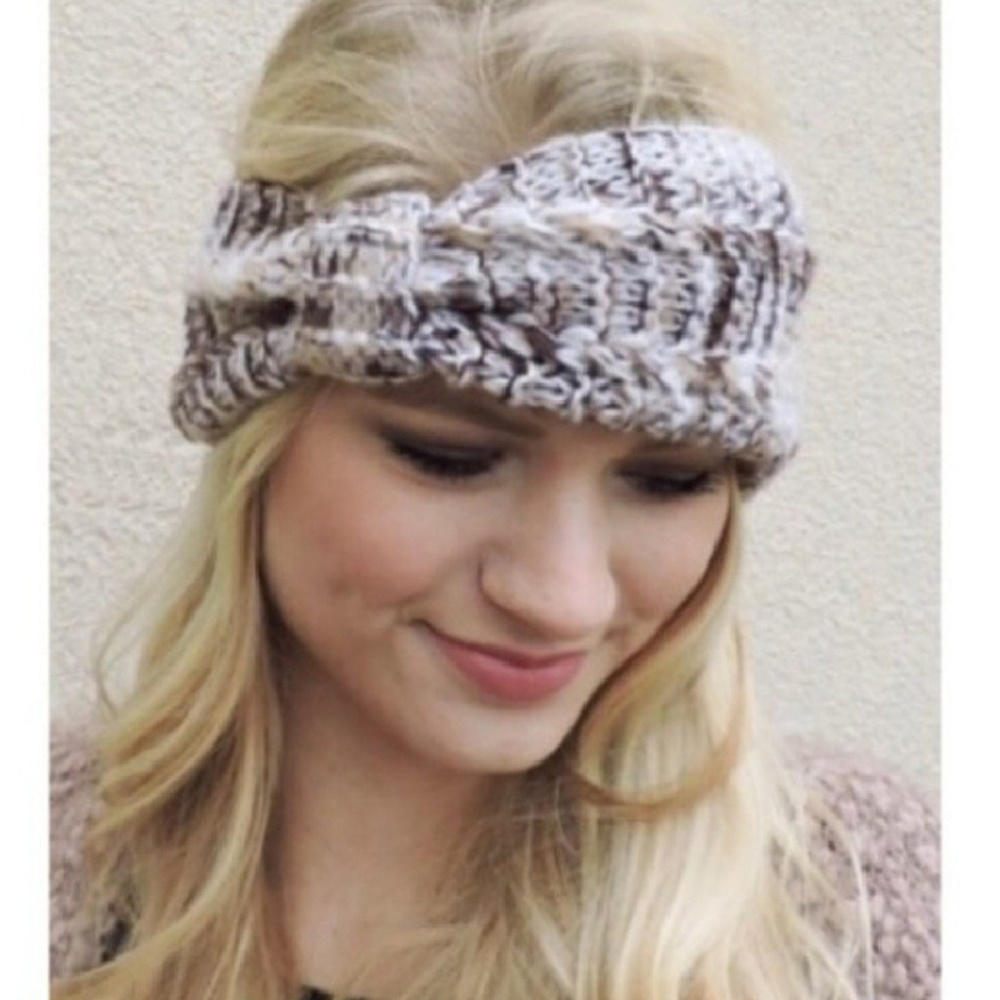 2/$12 Knit Headband Tan/White NWOT